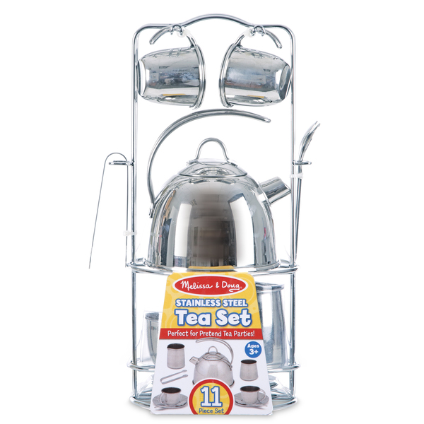Melissa & Doug Stainless Steel Tea Set and Storage Stand, 11 Pieces 4251